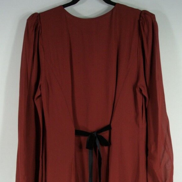 NEW Reformation Brogan Long Sleeve Button Front Midi Dress Chianti Size 12 #1366 - Picture 9 of 12